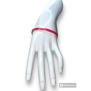 Kate Spade Hot To Trot Idiom Bangle Pink Enamel Bracelet over Gold Tone